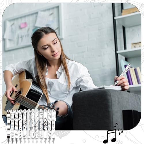 Dispowreath 24 Pcs Music Note Sticky Notes with Pens Themed Party Favors Gifts Cute Notepad Memo Notes Pads Black Ink Ballpoint Pen for Music Lover Christmas Gifts Office School Supplies - style: Music Note