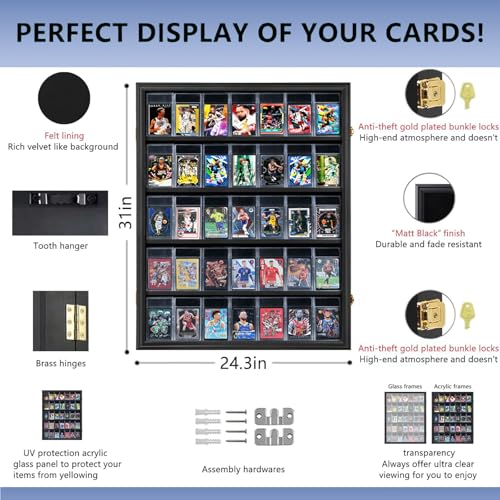 VERANI 35 Graded Sports Baseball Card Display Case Wall Mount Black - size: Large-Vertical-Black