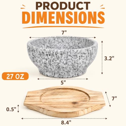 Dolsot Bibimbap Bowl with Wood Tray, 27 Oz Granite Stone Bowls - size: Medium