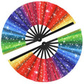 Maitys 2 Pack Foldable Fans for Rave Dancing,Rainbow,Flash Pattern - color: Rainbow, style: Flash Pattern