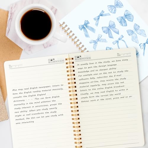 CNhoqc Blue Spiral Journal Notebook, 4Pcs Blue Bow Coquette Preppy Notebook - color: Blue-4pcs