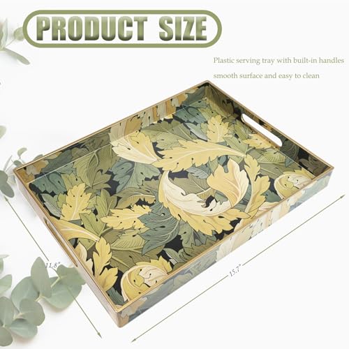 Spsyrine Plastic Serving Tray with Handles for Coffee Table, Acanthus - color: Multi G