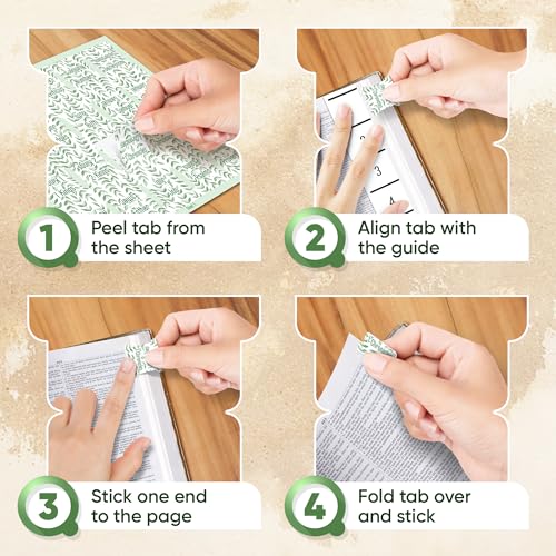 Essex Wares - Light Green Branches Bible Tabs, 80 Tabs for Women & Men - color: Light Green Branches
