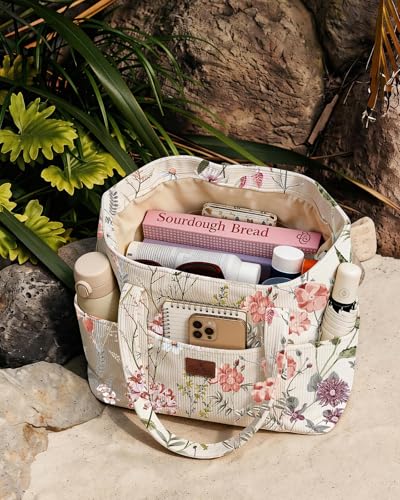 Miss Adola Large Aesthetic Corduroy Tote Bag for Women - color: Pink Floral, size: Large