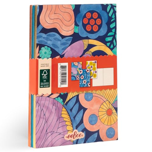eeBoo: Cecilia's Little Books – Set of 3 Small Notebooks, 5.75 x 4, 64-Page Journals with Lines & Dot Grid Pages, Portable Journals - style: Cecilia's