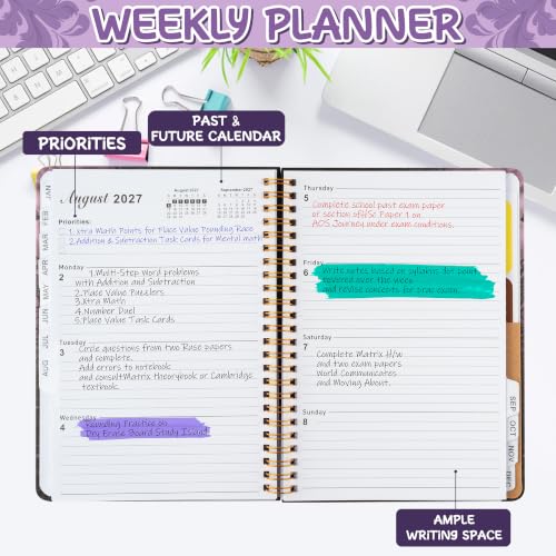 Xqumoi 2027 A5 Planner Purple Lace Sweary Weekly and Monthly Planner Gift - color: Purple Lace 2027, size: A5
