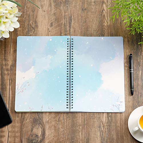 SIIXU Spiral Notebooks and Journals, Unique Personal Diary to Write in for Women and Girls, Pretty Unruled Paper Design, 6.8"x9.8", 128 Pages, Winter - color: Winter