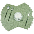 Woven Placemats Set of 6 Vinyl Heat-Resistant Table Mats Washable Kitchen Placemats for Dining Room (Grass Green) - color: Checkered: Green, size: 6 Placemats
