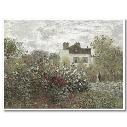 Huabsad Vintage Landscape Monet Flower Oil Painting Canvas Wall Art Antique Cottage Outdoor Garden Roses Lover Wall Decor Rustic Farmhouse Living Room Bedroom Aesthetic Prints 16x22in Unframed - color: Oil painting02, size: 16x22in Unframed