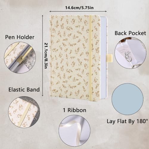 TIEFOSSI Dotted Journal for Women, A5 Dotted Grid Notebook for Writing - color: Beige, size: Dotted