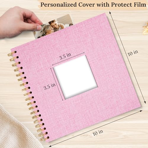 10"x10" Scrapbook Photo Album Linen Cover 20 Sheets 40 Pages White Paper - color: Pink, size: 10 Inch 40 Pages