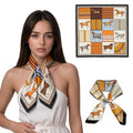 Seawhisper Premium Printed Satin Silk-Like Neck Scarf for Women Square 26" - color: Orange