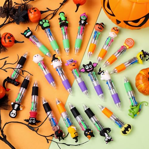 24PCS Halloween Fun Pens Mini Multicolor 4-in-1 Party Favors Pens - style: Halloween-24pcs