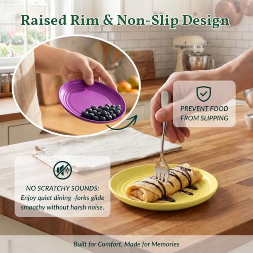 Homienly Mini Appetizer Plates 5.7-inch Wheat Straw Plates Set of 8 - Unbreakable Small Dessert, Snack, Salad Plates - Dishwasher Safe - Vibrant Memphis Colors - color: Memphis Series, size: 5.7 Inch