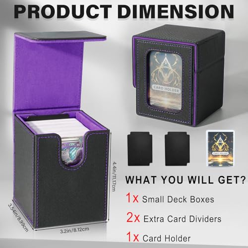 Card Deck Box for MTG Commander, Deck Case Holds 100 Double-Sleeved Cards - color: Black & Purple, size: 1 Box