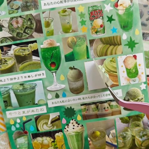 Korean Sticker Book Set,500+ Japanese Summer Themed Stickers Book for Journaling Supplies,Kawaii Sticker for Scrapbooking,Junk Journal,Notebook,Planner,Calendar(Summer Relaxation) - color: Happies