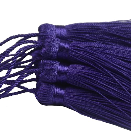20Pcs 4.3 Inch Silky Mini Craft Tassels for Earrings, Souvenir(Dark Purple) - color: Deep Purple