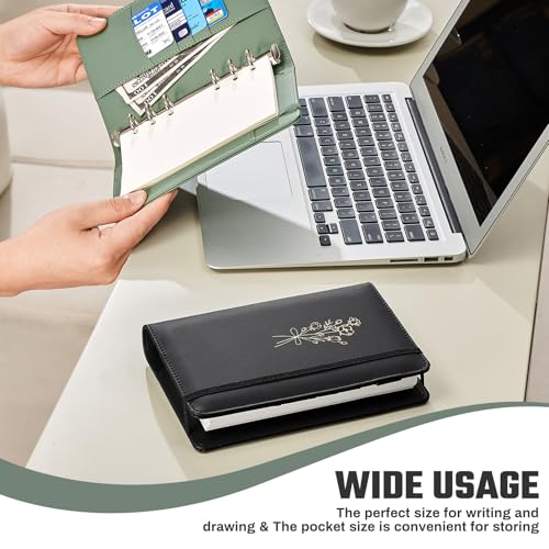 Ovesmusl PU Leather Aesthetic A6 Binder 6 Ring Binder Journal Cover - color: Green, size: A6