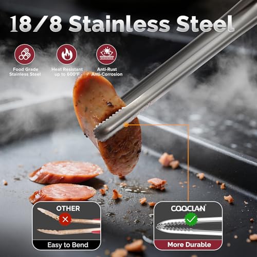 Precise Serrated Non-Slip Tips Cooking Tongs 2 Set (11.5" & 13.5") - size: 11.5"+13.5"