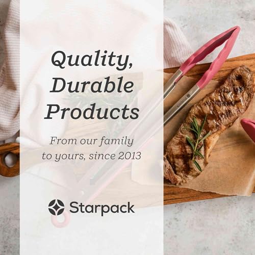Starpack Get a Grip Silicone Kitchen Tongs (12 Inch) - LFGB Non Toxic, 600°F Heat Resistant, BPA-Free - Heavy-Duty Stainless Steel, Locking - Dishwasher Safe for Nonstick Cookware - color: Earthy Pink, size: 12" Single