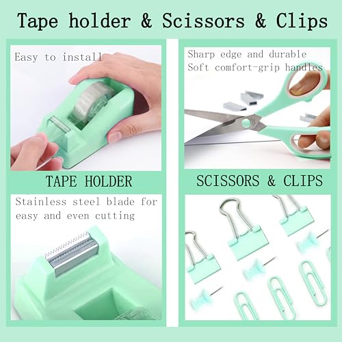 Scindaly Office Desk Accessories 12-Piece & Desk Organizers and Accessories - color: Green