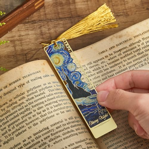 4 PCS Metal Bookmark with Tassel, Van Gogh Art Book Marks for Reading Women & Men,Book Lover Gifts for Teacher, Writers, Readers - style: Van Gogh Bookmarks