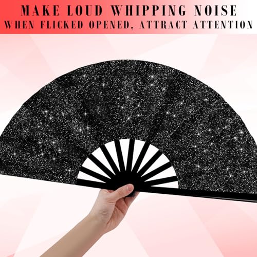 Maitys 2 Pack Foldable Fans for Rave Dancing,Vintage Color,Glitter Pattern - color: Vintage Color, style: Glitter Pattern