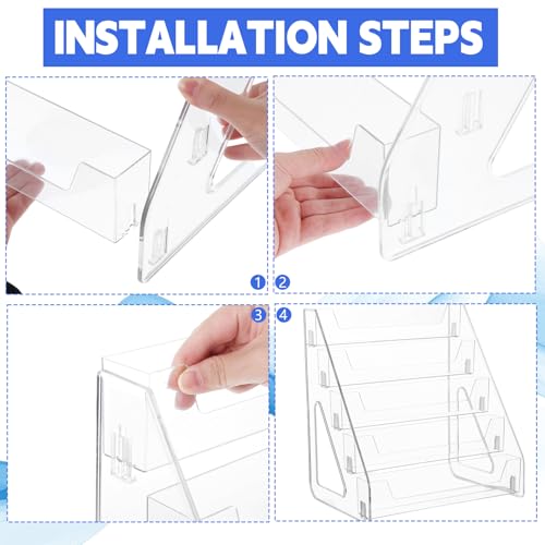 2 Pack 5 Tier Acrylic Card Display Stand(Tall Height) Clear Display Shelf Desktop for Greeting Cards Sports Cards Postcards Stickers Brochures Table Top Holder Display Rack for Psa Slabs Easy Clip-On