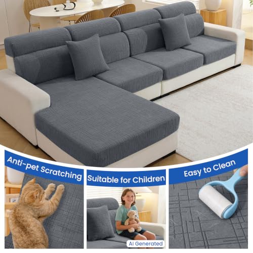 Super Stretch Sofa Cushion Covers (3 Piece, Light Gray) - color: Light Gray, size: 3 Cushion Sofa