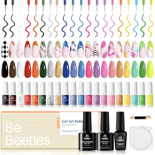 Beetles Gel Liner Nail Art Polish Set Pastel French Tip Nails Polish - color: E - Multicolor-20-23