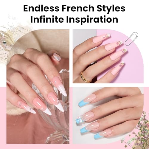 Beetles French Manicure Nail Art Stickers 30 Sheets French Tip Tool - color: G-White-30