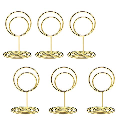 Jofefe 20pcs Mini Place Card Holders, Cute Table Number Holders, Small Size Table Card Holder Tables Number Stands, Wire Photo Picture Menu Clips for Wedding centerpieces, Anniversary Party (Gold) - color: Gold