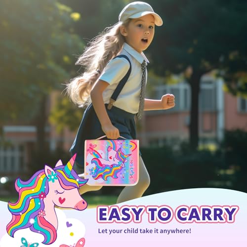 Washable Markers Set with Glitter Pencil Case, Art Supplies for Kids Ages 4-6-8, Arts Crafts Travel Coloring Kit for Girls 4 5 6 7 8 Year Old Birthday Gifts - color: Unicorn