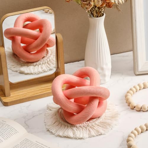Yalikop 3 Link Wood Knot Decor Rustic Table Shelf Accents, Pea-Pink - color: Pea-pink