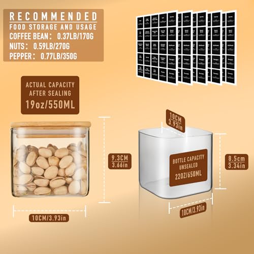 D2scrma 22oz/0.7Qt/650ml Square Glass Storage Containers with Lids 6-Pack - size: 22oz*6
