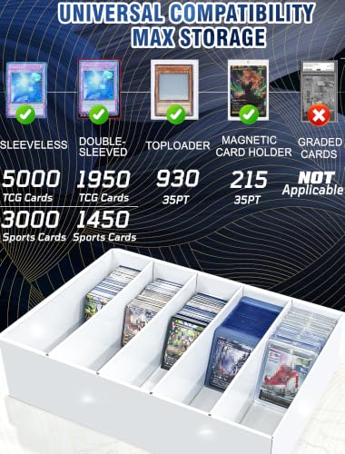 4-PACK Trading Card Storage Box 5 Row for 5000ct TCG / 3000ct Sports Cards - size: 5 ROW-4PACK