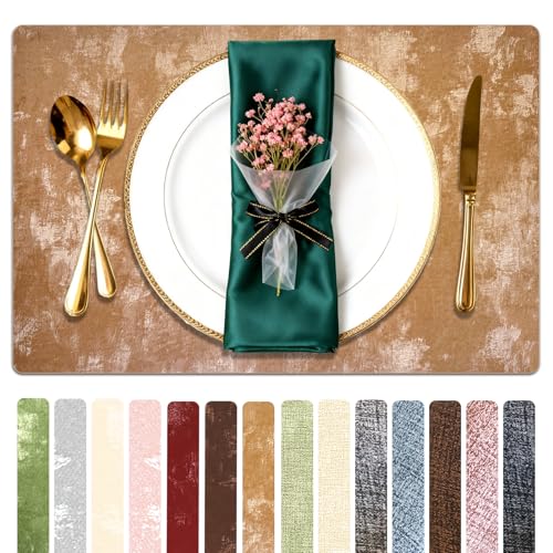 Faux Leather Placemats Set of 6, 11.8"x17.7", Apricot - color: Apricot, size: Set of 6