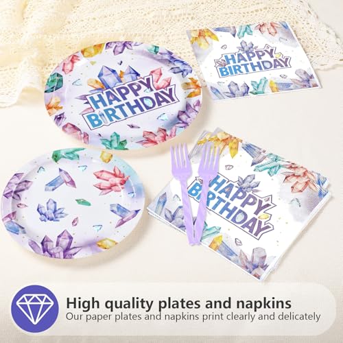 96Pcs Geology Crystal Theme Party Decorations, Serves 24 - style: Amethyst Birthday