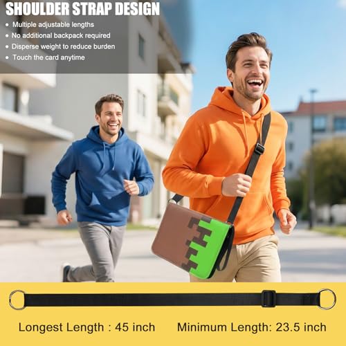 400 Pockets Card Binder,Portable Shoulder Strap,Waterproof PU Bag,FF38 - color: Green Shoulder Strap-400