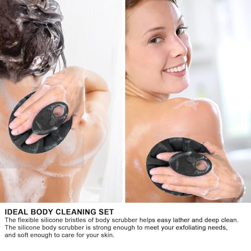INNERNEED Silicone Body Cleansing Brush Exfoliating Scrubber, Gray+ Black - color: Gray+black