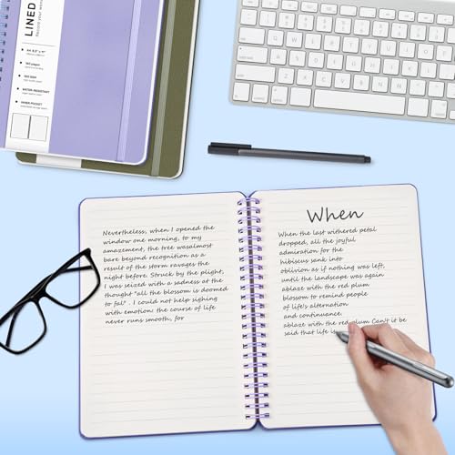 Lined Spiral Journal Notebook, A4 Hardcover Leather Notebook for Work, 8.5''×11'', 100GSM Thick Paper Spiral Bound Journaling Notebooks for Women & Men Office School Note Taking Business, Purple - color: Purple, size: A4