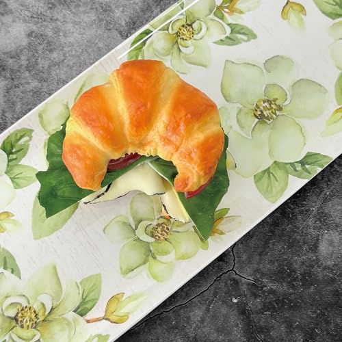 UP Magnolia Melamine Serving Tray, 15 x 6.5 Inch Rectangular Serving Platter, BPA Free Food Tray for Party Entertaining - color: Magnolia