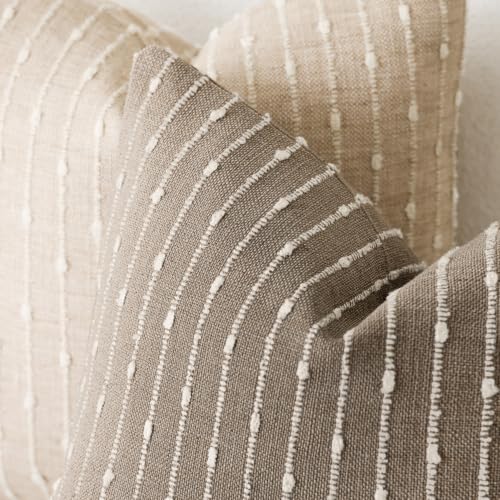Foindtower Boho Striped Boucle Lumbar Throw Pillow Covers 12x20 Taupe Gray - color: Taupe Gray, size: 20" x 12" (Pack of 2)