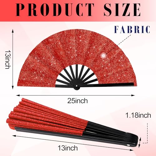 Maitys 2 Pack Foldable Fans for Rave Dancing,Vintage Color,Glitter Pattern - color: Vintage Color, style: Glitter Pattern