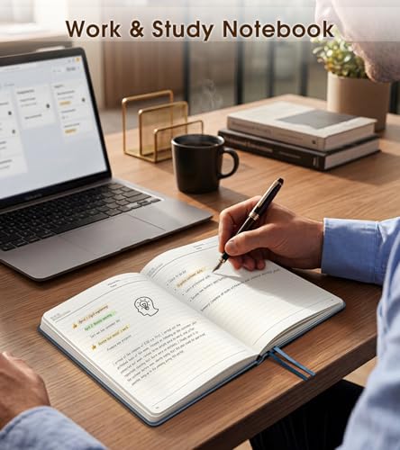 Lined Journal Notebook, A5 Hardcover Leather Journals for Writing, 160 Numbered Pages, 5.7'' x 8.3'' Journaling Notebooks for Men Women, Thick Paper College Ruled Journal for Work Office School, Dusty Blue - color: Dusty Blue, size: Lined