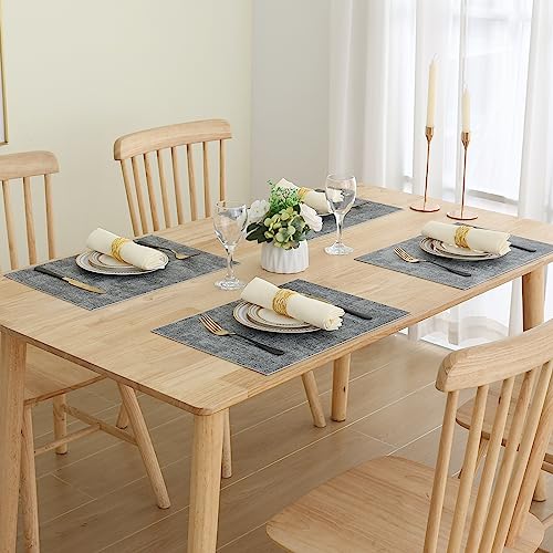 Homaxy PU Faux Leather Placemats for Dining Table, Set of 6, Black & White - color: Black & White