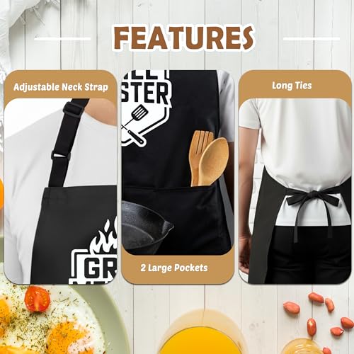Grill Meister Funny Aprons for Men with 2 Pockets, Cooking Apron for Dad, Gag Gifts for Men, Adjustable BBQ Grilling Apron for Husband, Chef Kitchen Gifts for Birthday & Father’s Day - A15 - color: Grill Meister 4