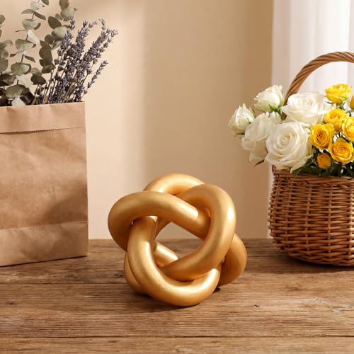 Yalikop 3 Link Wood Knot Decor Rustic Table Shelf Accents, Gold - color: Gold
