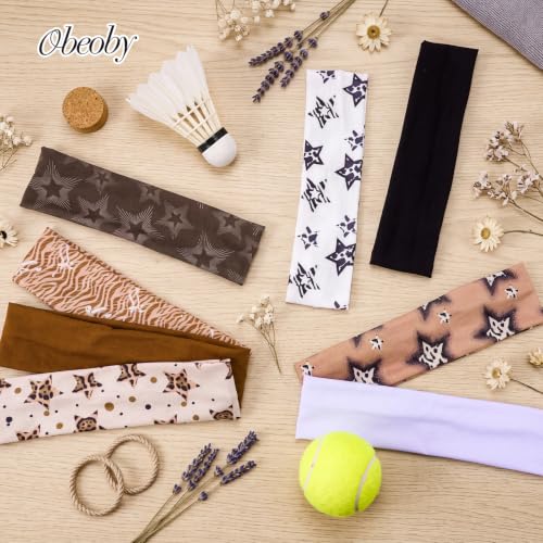 obeoby 8 Pack Leopard Headbands for Y2k Outfits,Trendy Hairbands - color: Leopard-print stars