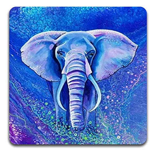 Watercolor Hand Drawn Elephant Square Coaster Set of 4 - color: Watercolor Hand Drawn Elephant